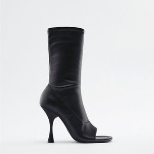 Open toe heeled ankle boots